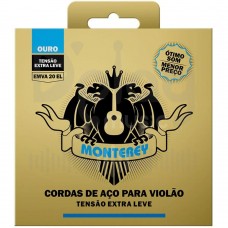 Encordoamento Monterey Aço Para Violão Ouro Tensão Extra-Leve 0.10 - EMVA20EL